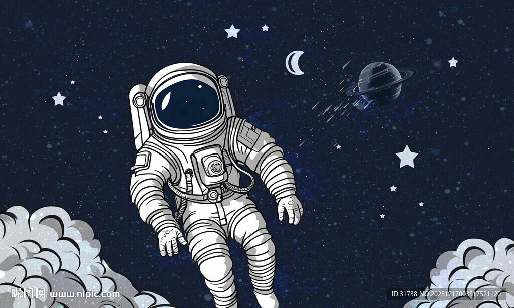 儿童房宇航员星空背景墙