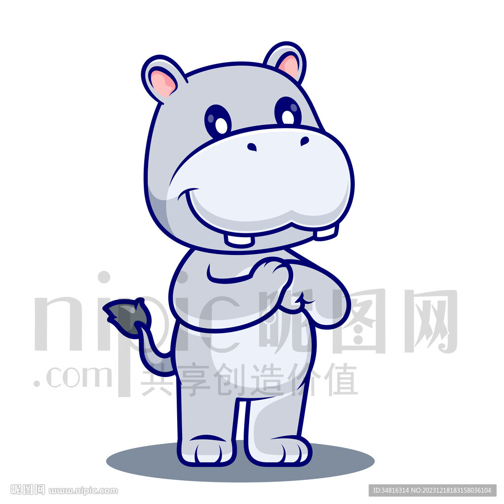可爱卡通大河马先生