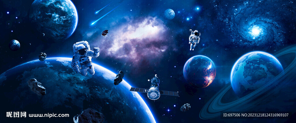 银河星球外太空陨石宇宙卫星背景