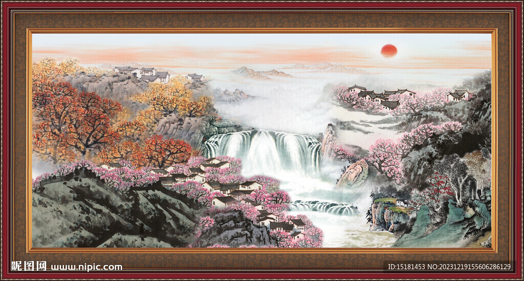 招财山水画 