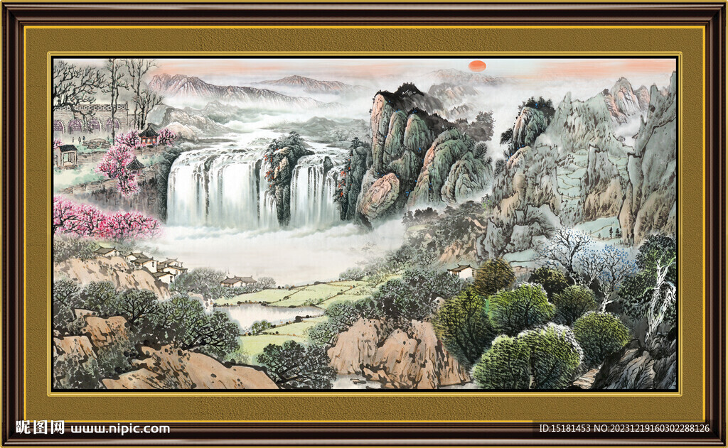 招财山水画 