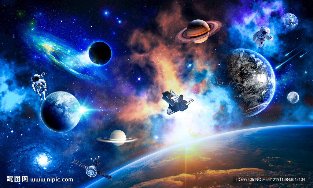 太空星球宇宙黑洞宇航员星空背景