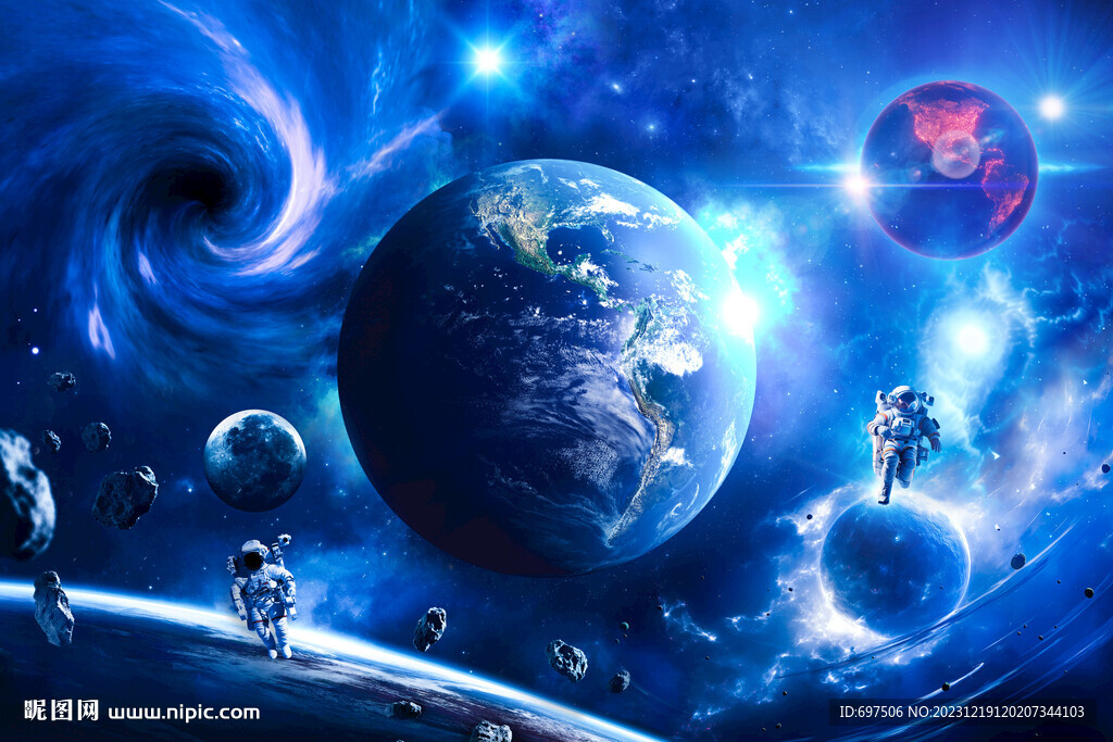 太空宇航员星球黑洞宇宙陨石背景