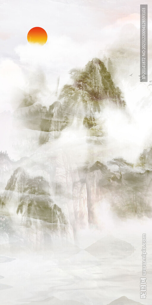 大理石玄关山水画