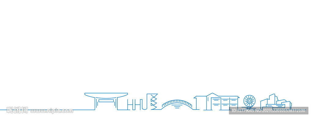 河海大学校园景色矢量线描