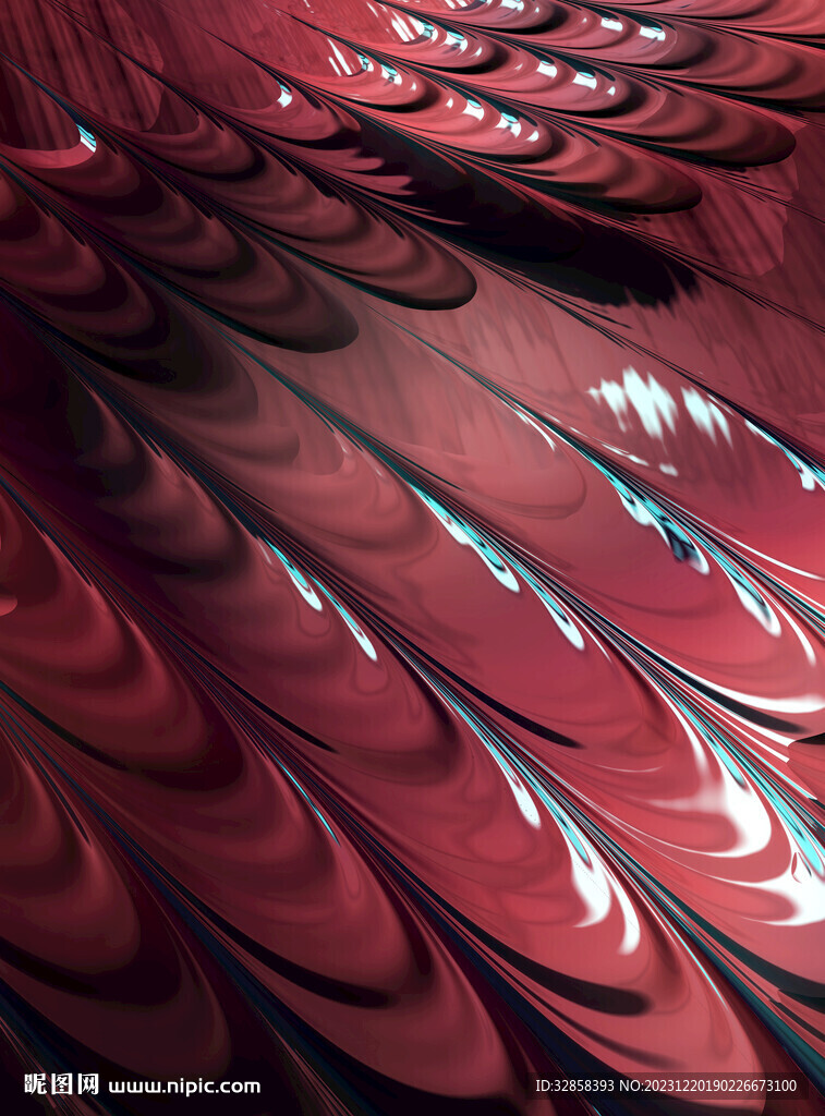 暗红色玻璃状波浪抽象立体造型
