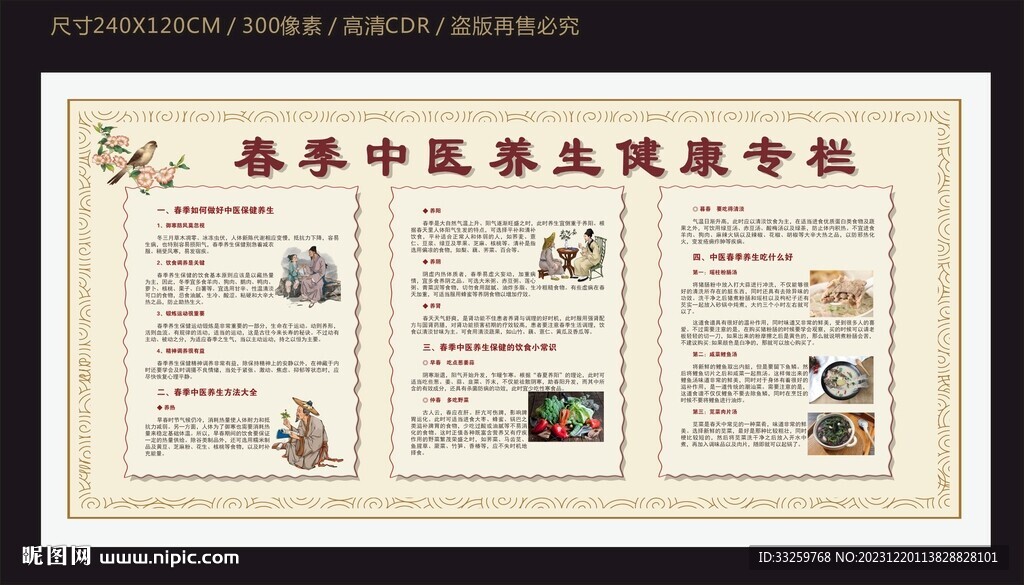 中医春季养生健康宣传栏