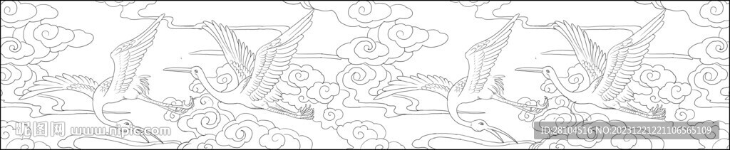 白描鹤图 