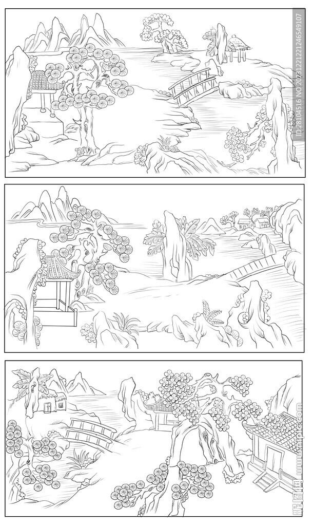 白描古村落