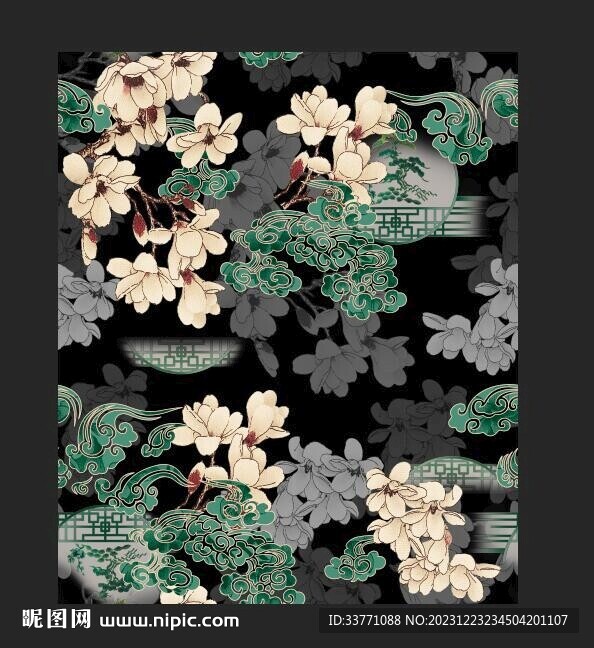 木兰花 云 数码印花