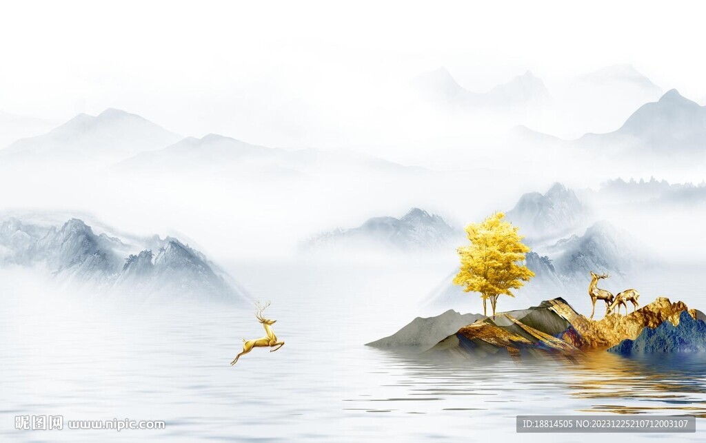 简约山水背景墙