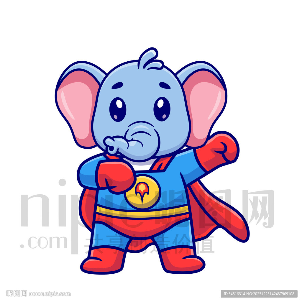 可爱卡通超人大象