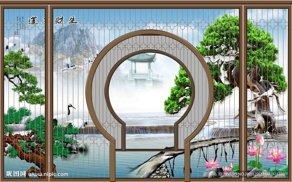 新中式背景墙 