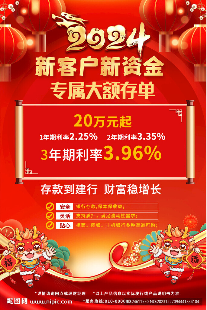 2024龙年银行存款海报