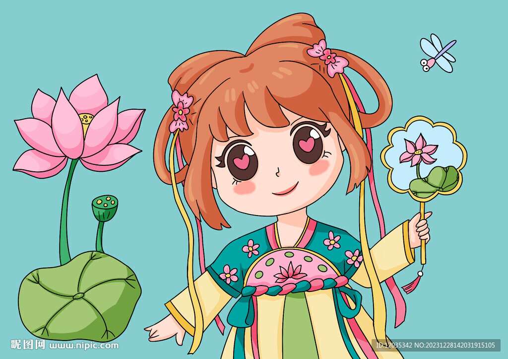 古风女孩简笔画线稿涂色
