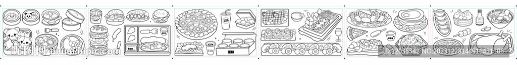 网红卡通美食涂色画卷