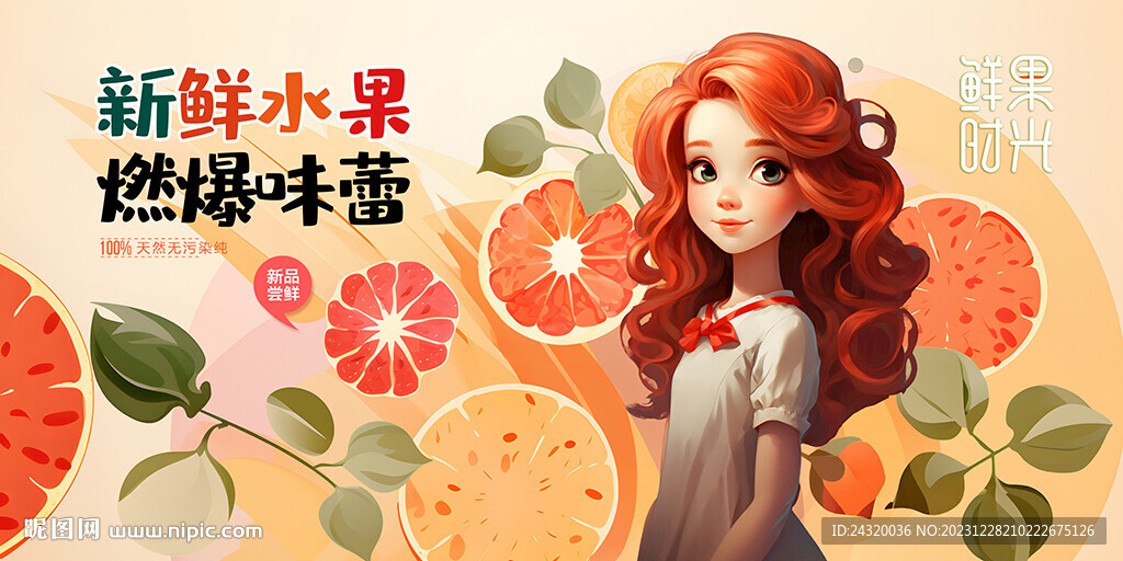 新鲜水果广告壁画背景墙挂画设计