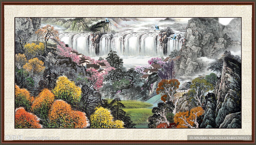 招财山水画 