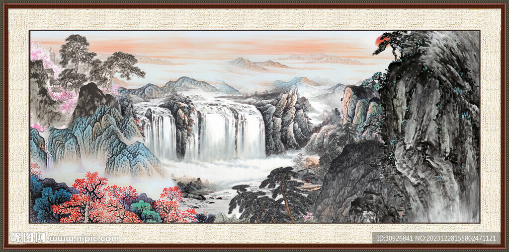 长幅国画山水 