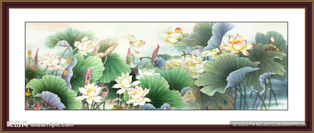 荷花国画荷花装饰画