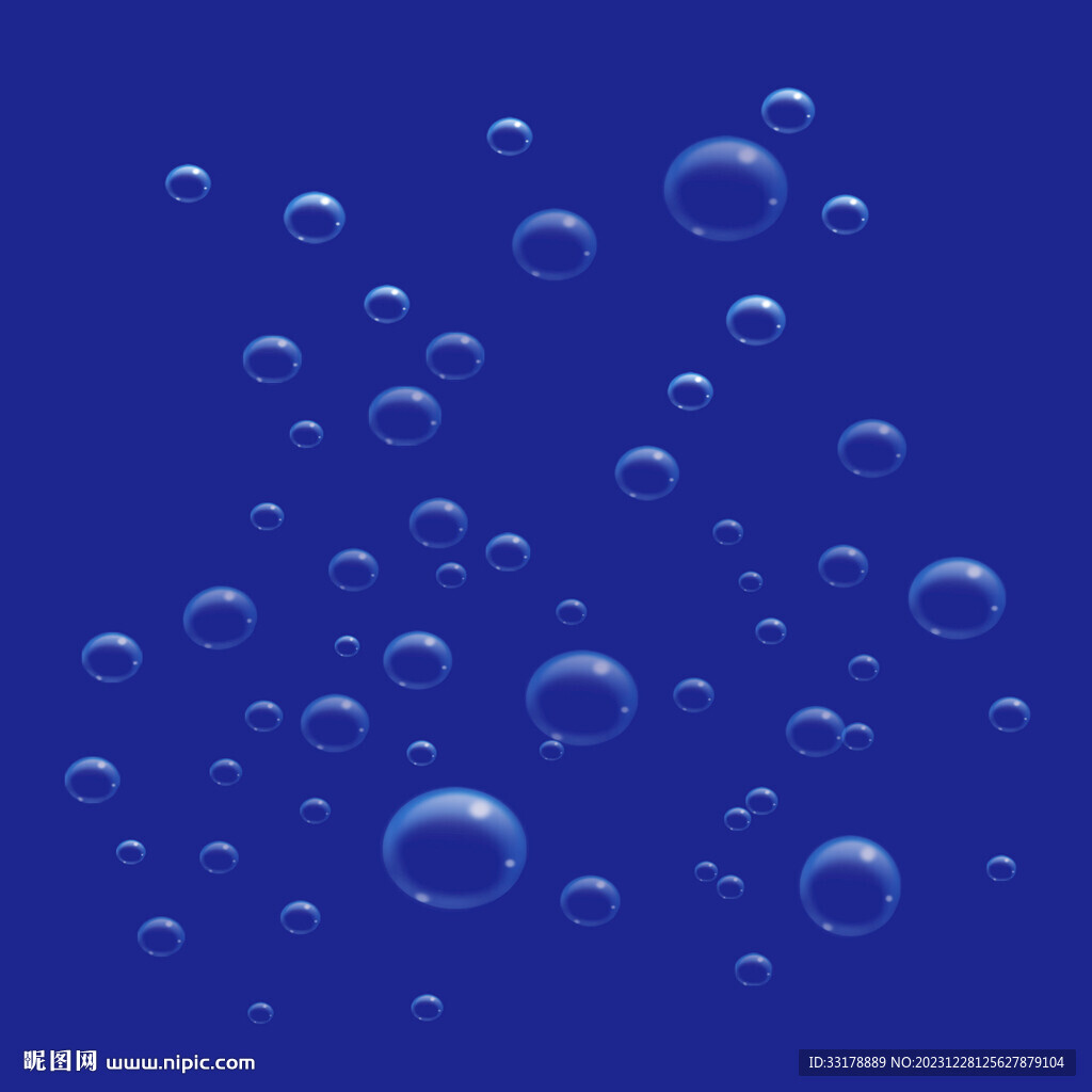 蓝色圆形透明水滴气泡水泡