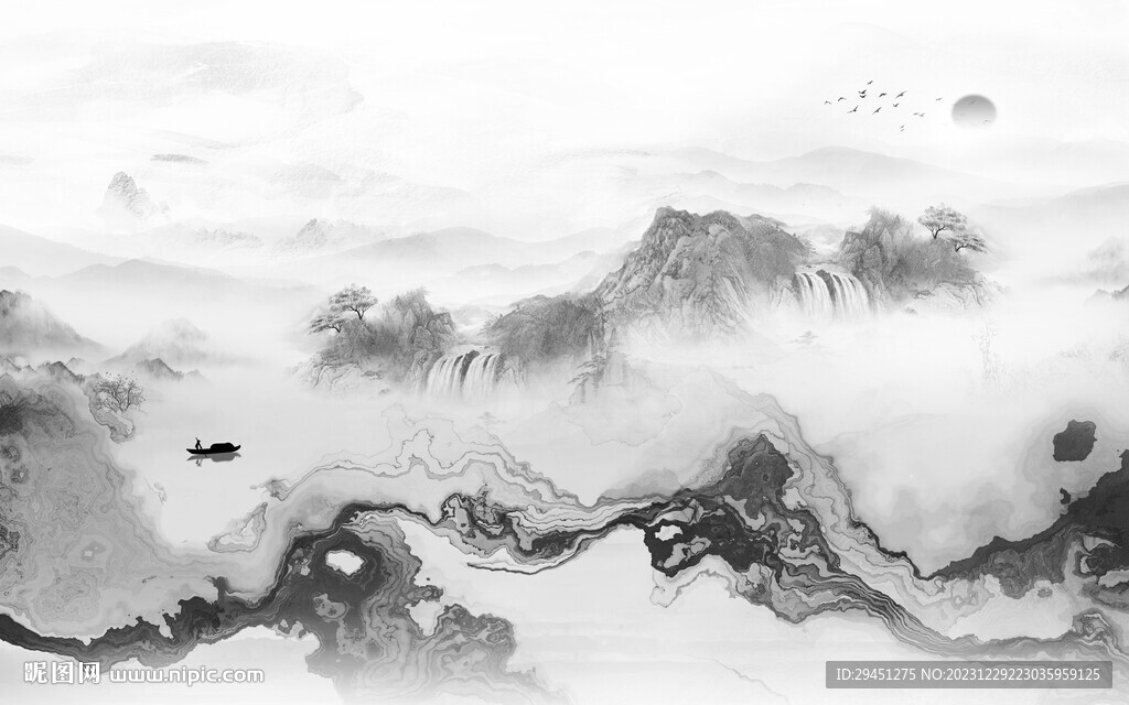 大气 高端中式山水 TiF分层