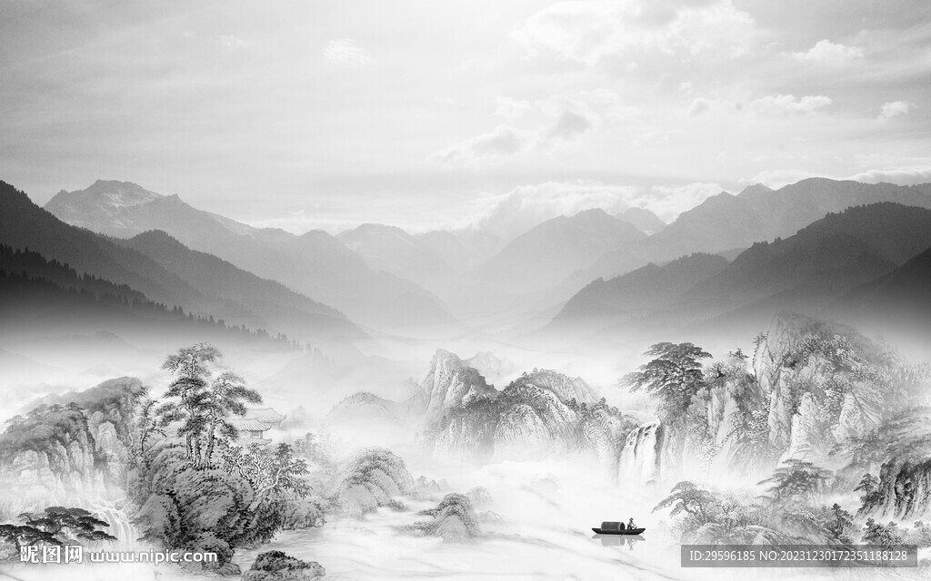 大气 意境中式山水 TiF分层
