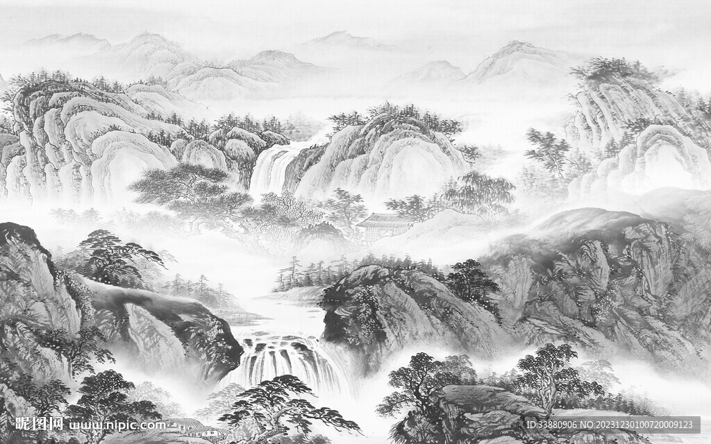 新品 奢雅灰山水画 TiF分层