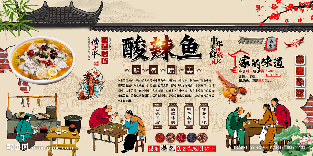 酸辣鱼背景墙