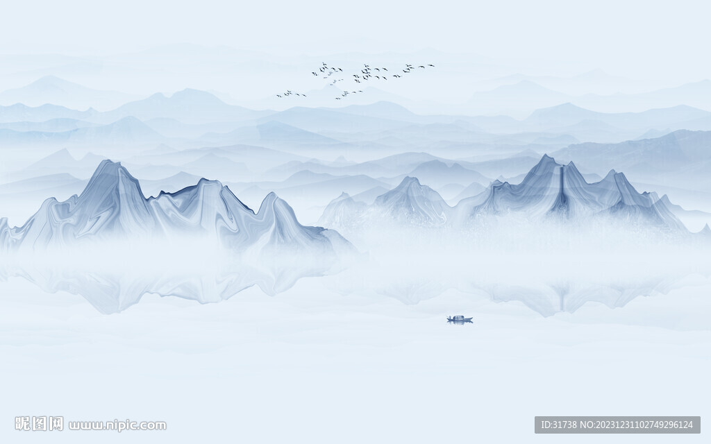 抽象水墨山水画背景墙