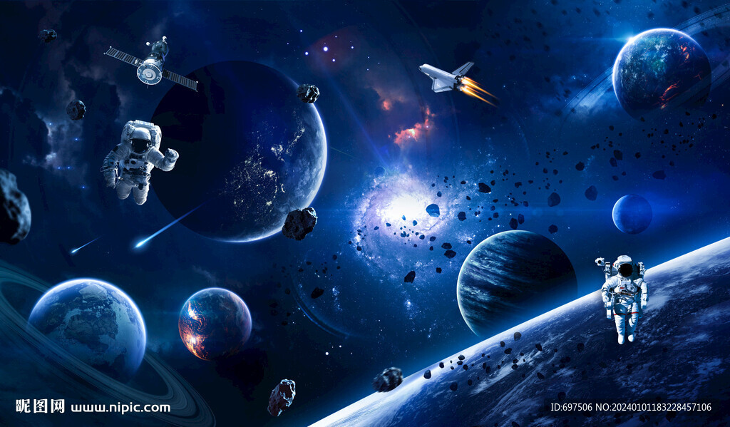 银河星球外太空陨石宇宙卫星背景