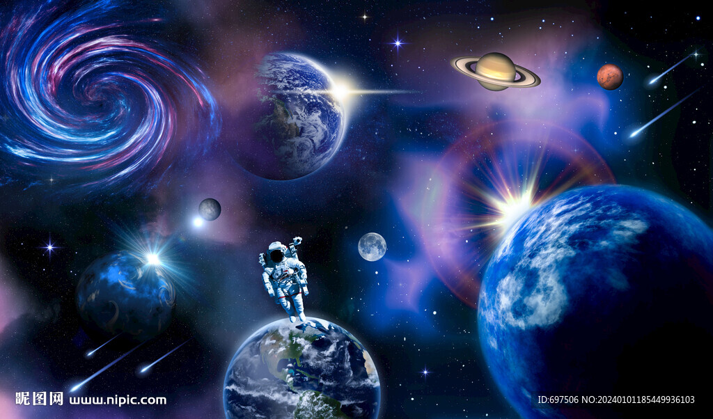 太空黑洞宇宙星球宇航员银河背景