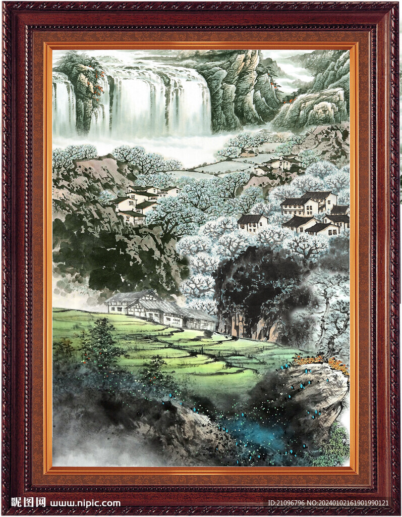 招财山水画 