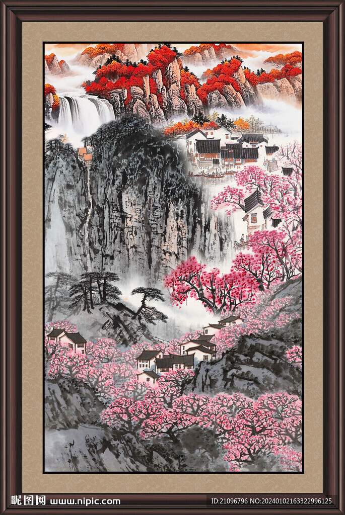 招财山水画 