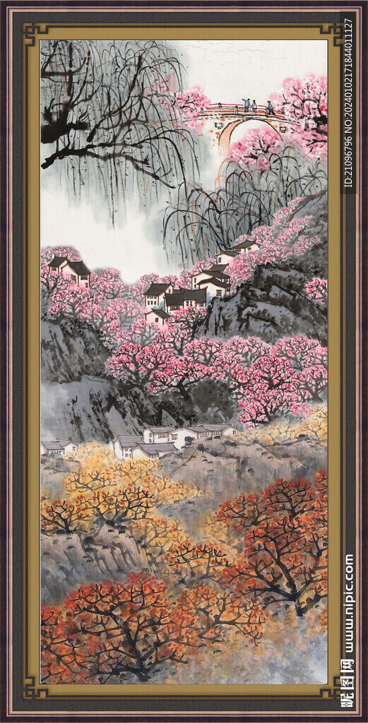 招财山水画 