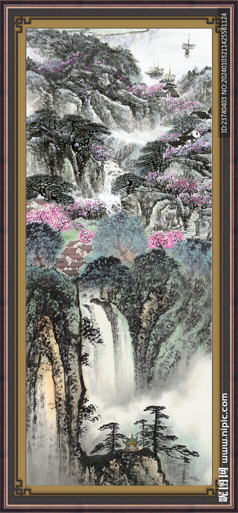 竖式山水 