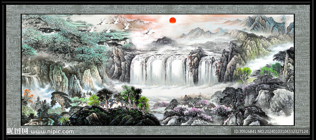 大好河山国画 