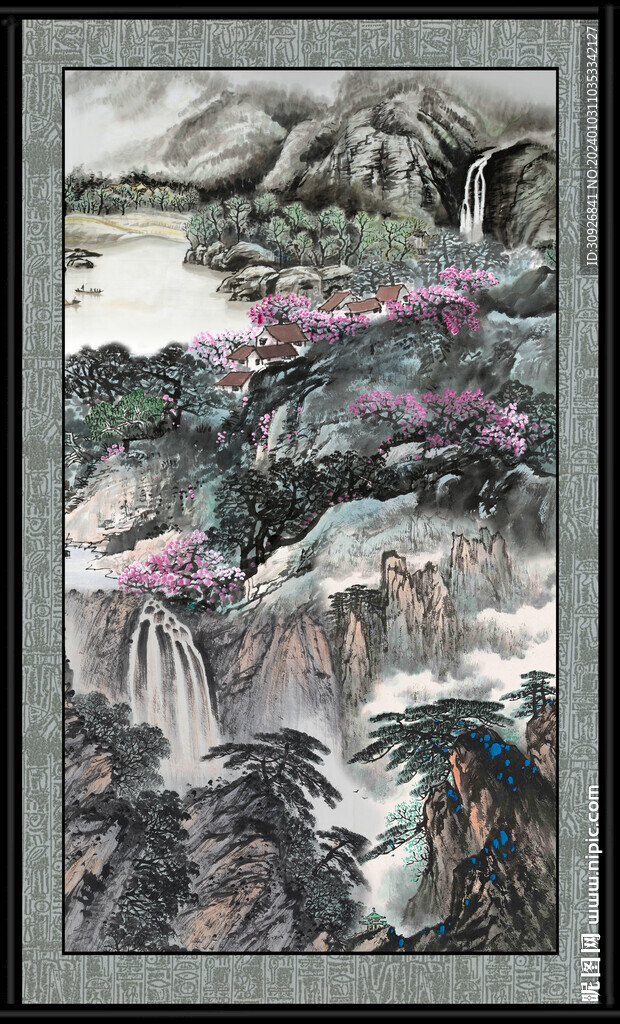 大好河山国画 