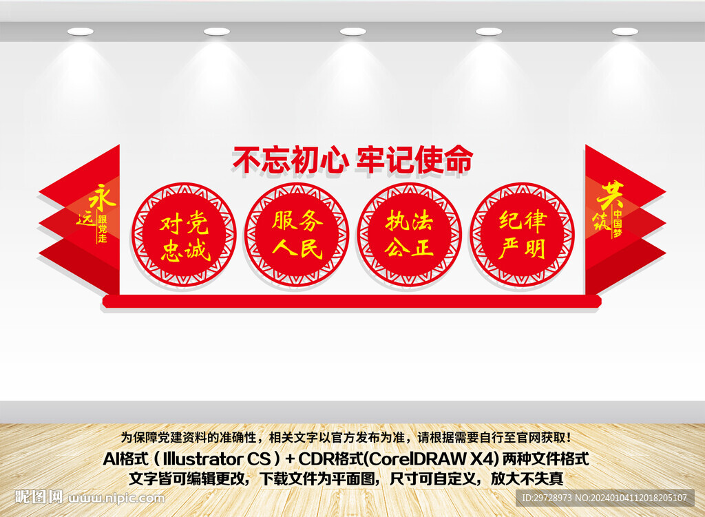 对党忠诚服务人民文化墙