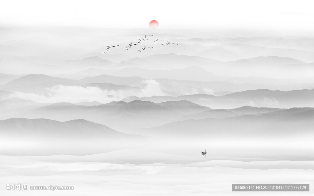 写意水墨山水画