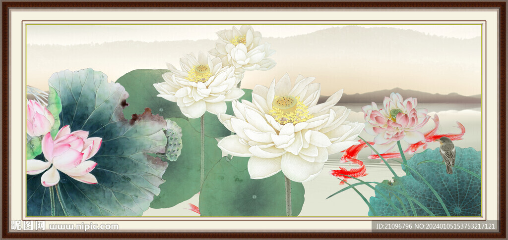 国画荷花 
