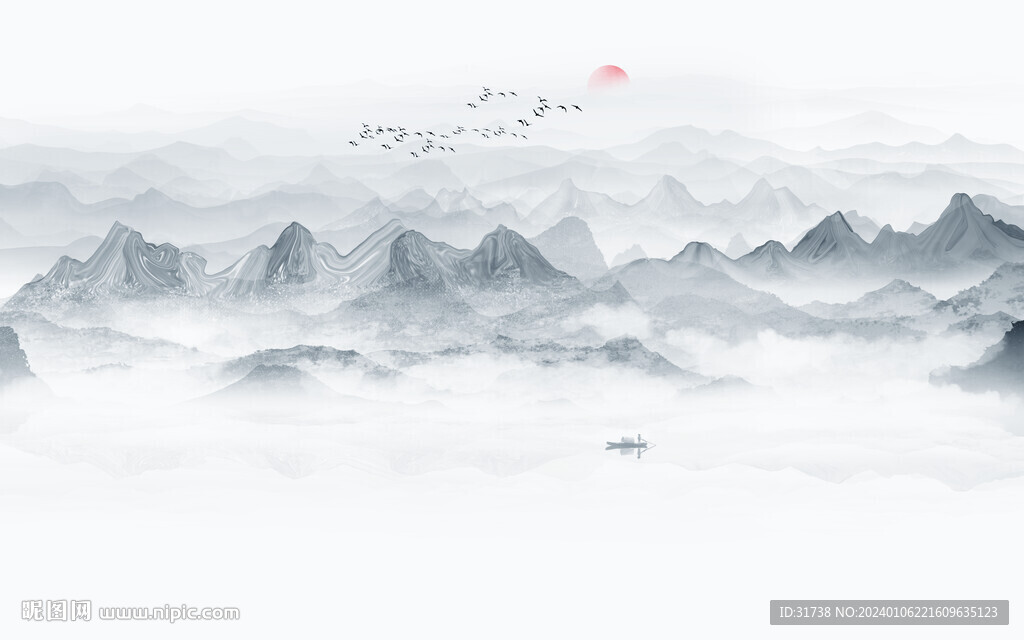 意境水墨山水图