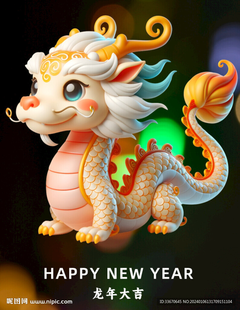 龙年卡通小白龙素材