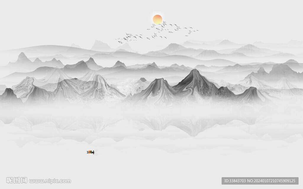 新中式水墨山水画