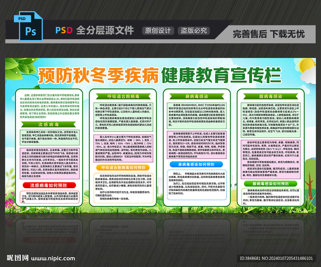 预防秋冬季疾病健康宣传栏