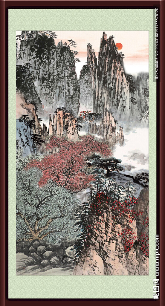 竖幅山水 