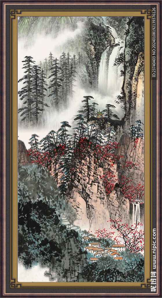 竖幅山水 