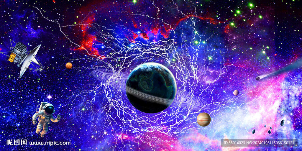 闪电星空
