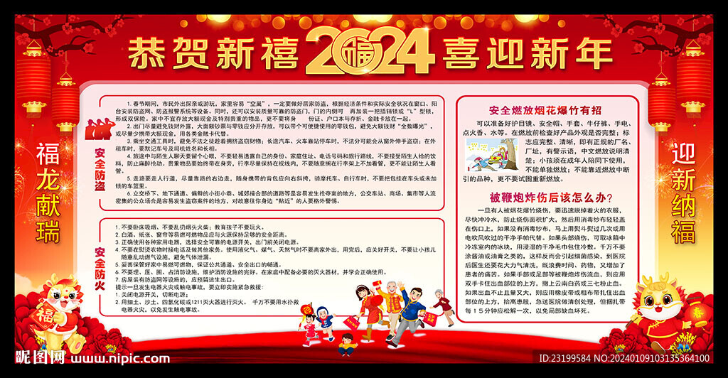 2024春节安全知识宣传栏展板