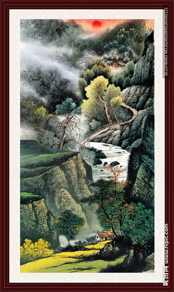 竖幅山水 
